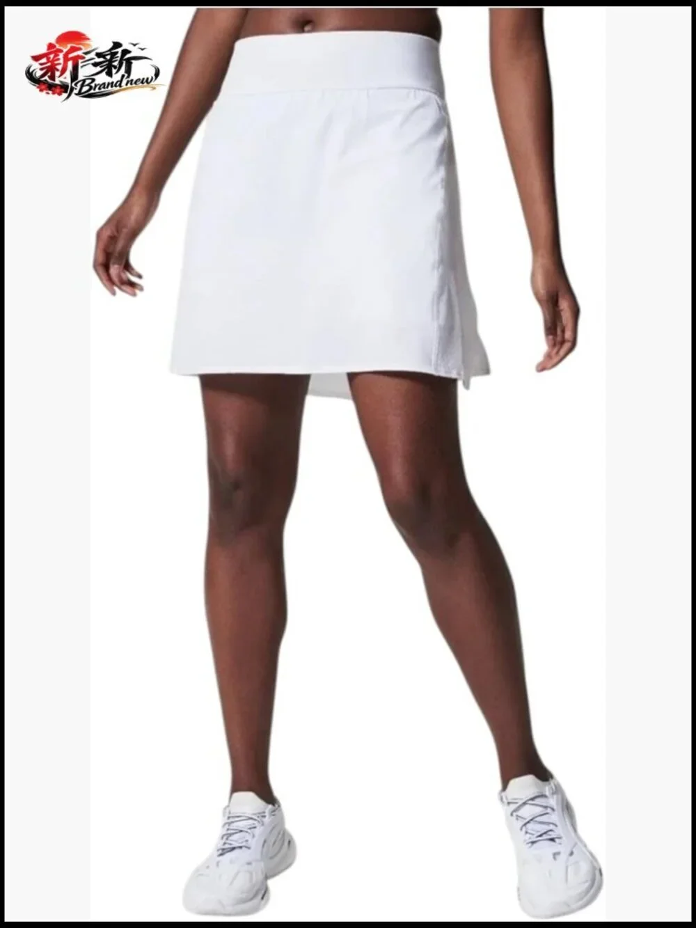 Mid Rise Skort with Pocket, Nylon Blend, High Stretch, Pull On